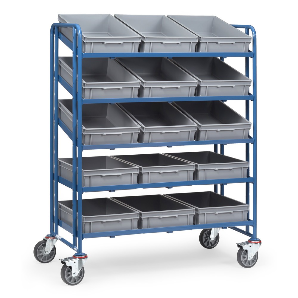 Produktabbildung: fetra® Eurokasten-Etagenwagen, mit Kästen, TK 300 kg, 5 Etagen à 1.240 x 610 mm