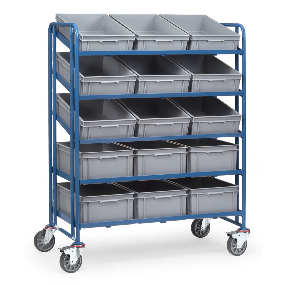 Produktabbildung: fetra® Eurokasten-Etagenwagen, mit Kästen, TK 400 kg, 5 Etagen à 1.240 x 610 mm