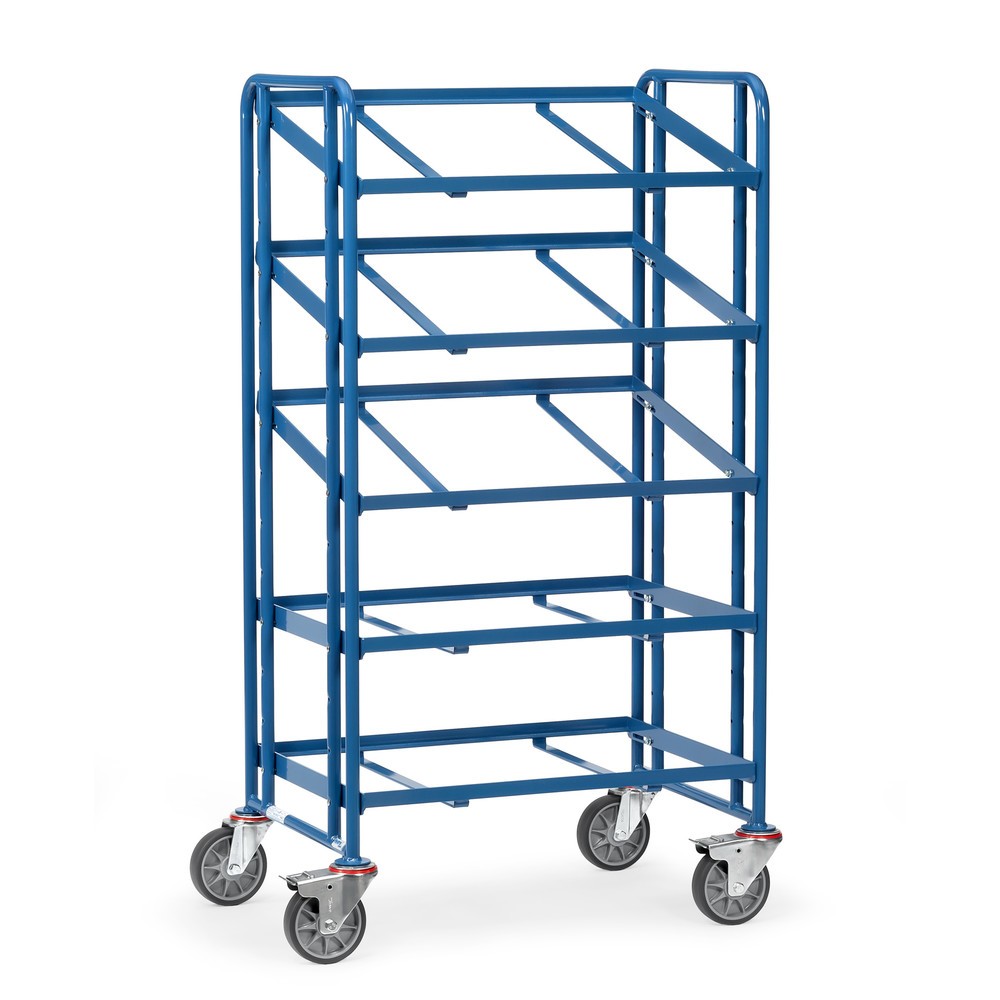 Produktabbildung: fetra® Eurokasten-Etagenwagen, offener Rahmen, TK 300 kg, 5 Etagen à 820 x 610 mm