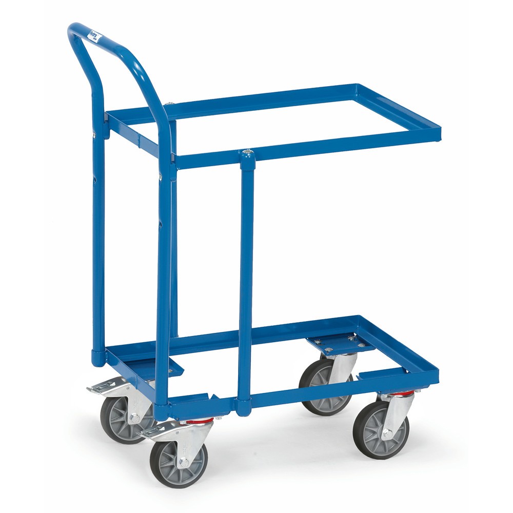 Produktabbildung: fetra® Eurokasten-Etagenroller aus Stahl mit Schiebebügel, TK 250 kg, Ladefläche BxT 610 x 410 mm