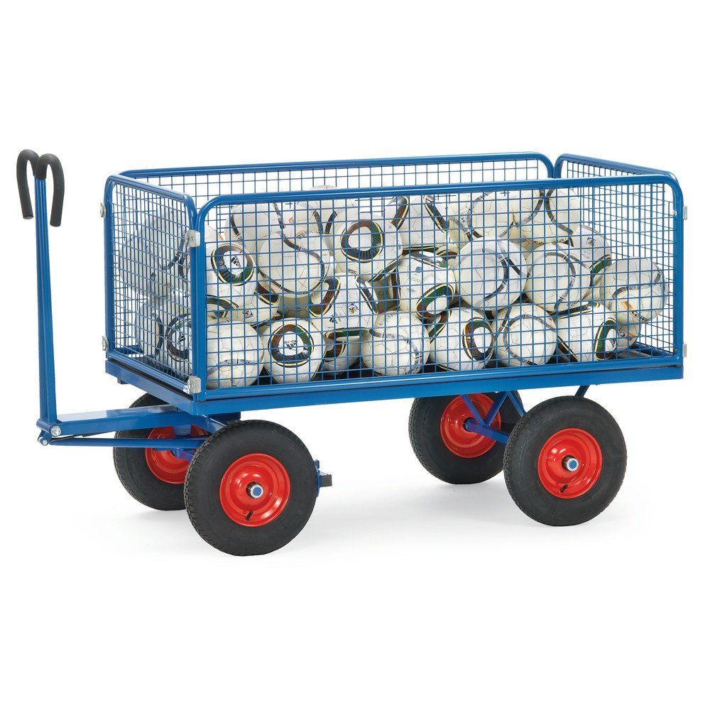 Produktabbildung Nr. 2: fetra® Handpritschenwagen mit Drahtgitterwänden H 600 mm, Ladefläche 1.000 x 2.000 mm, TK 1.250 kg, Luft-Bereifung