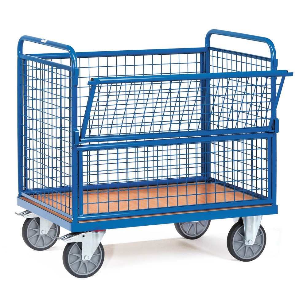 Produktabbildung: fetra® Kastenwagen mit Drahtgitterwänden, Ladefläche 1.000 x 700 mm