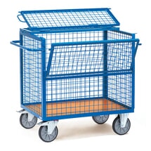 Produktabbildung Nr. 1: fetra® Kastenwagen mit Drahtgitterwänden, Ladefläche 1.000 x 700 mm, mit Deckel