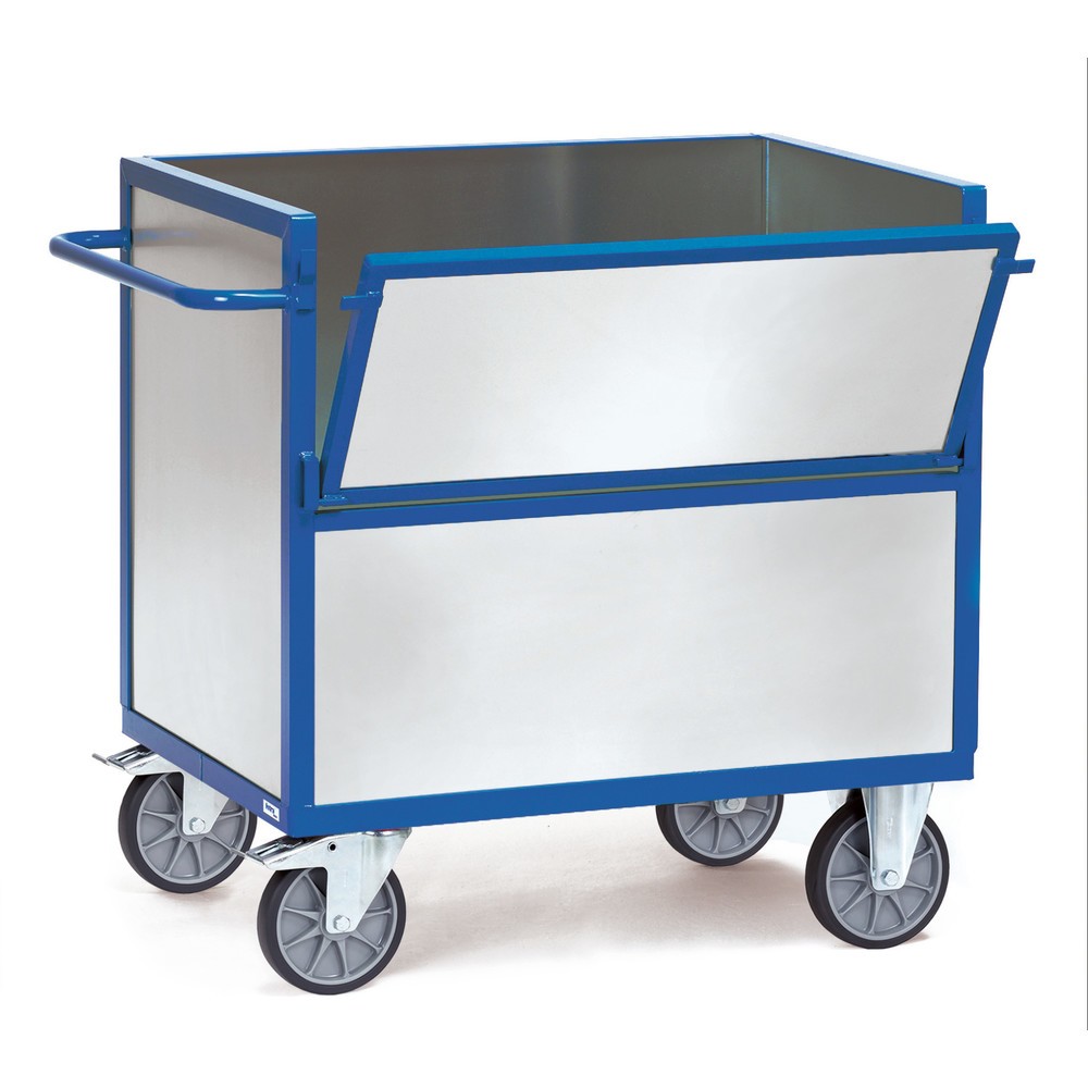 Produktabbildung: fetra® Kastenwagen mit Stahlblechwänden, verzinkt, Ladefläche 700 x 1.000 mm