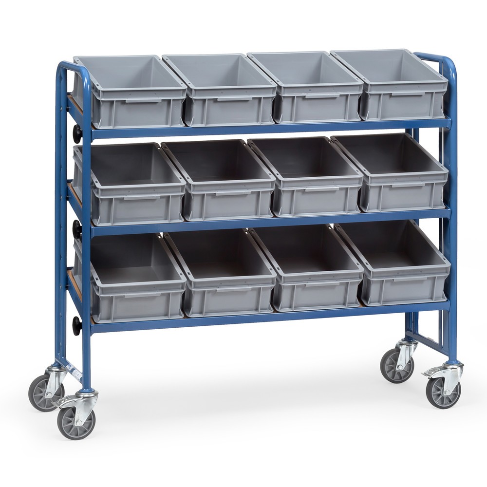 Produktabbildung: fetra® Montagewagen mit Eurokästen, 3 Etage, einseitig
