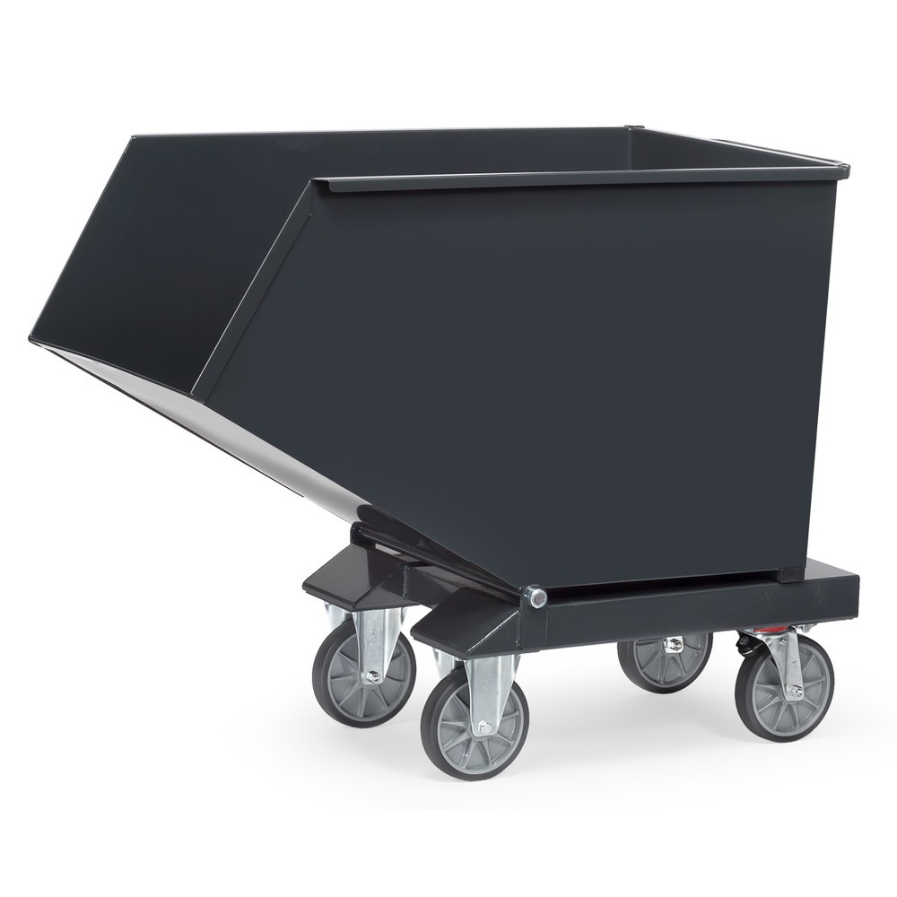 Produktabbildung: fetra® Muldenkipper mit Rollen, 0,8 m³, Anthrazitgrau