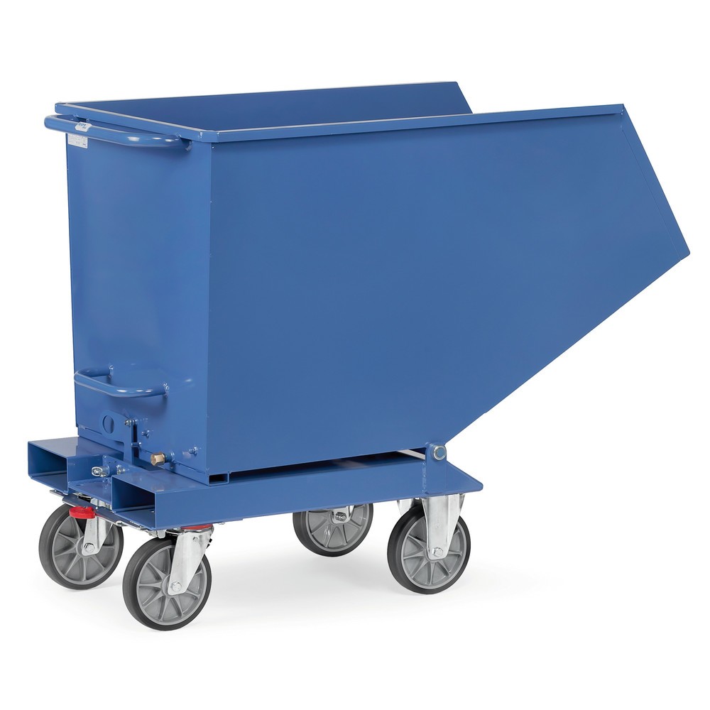 Produktabbildung: fetra® Muldenkipper mit Rollen, Volumen 0,45 m³, Blau