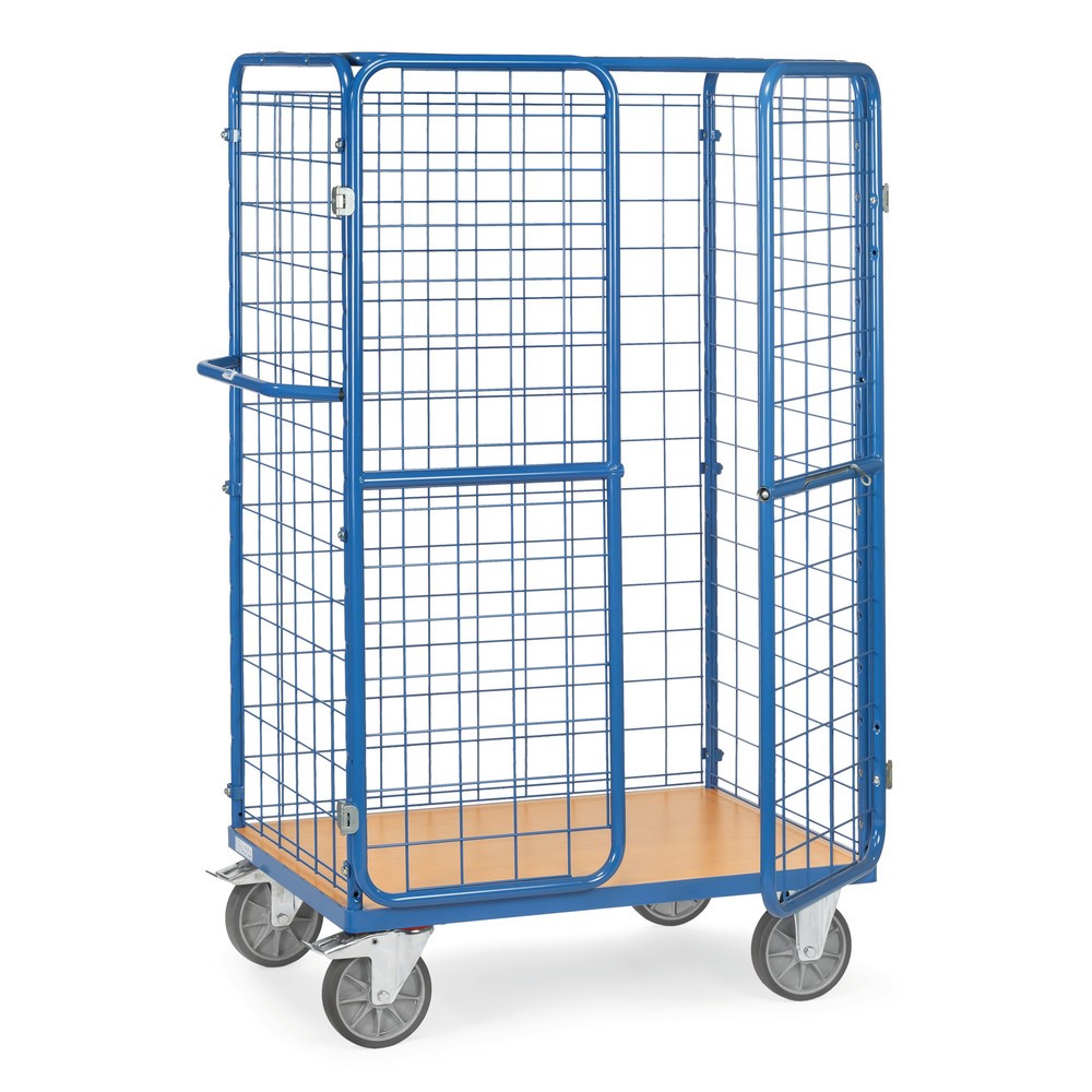 Produktabbildung: fetra® Paketwagen, Tragkraft 600 kg, Ladefläche BxT 1.200 x 800 mm, Höhe 1.800 mm, mit Dach