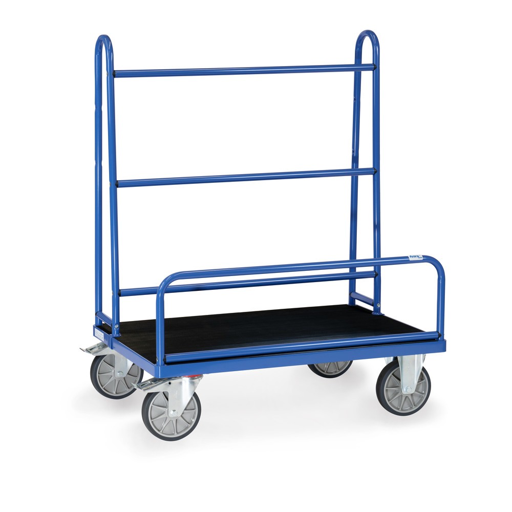 Produktabbildung: fetra® Plattenwagen, feste Rohrbügel, rutschhemmende Ladefläche BxT 1.070 x 435 mm, Tragkraft 600 kg