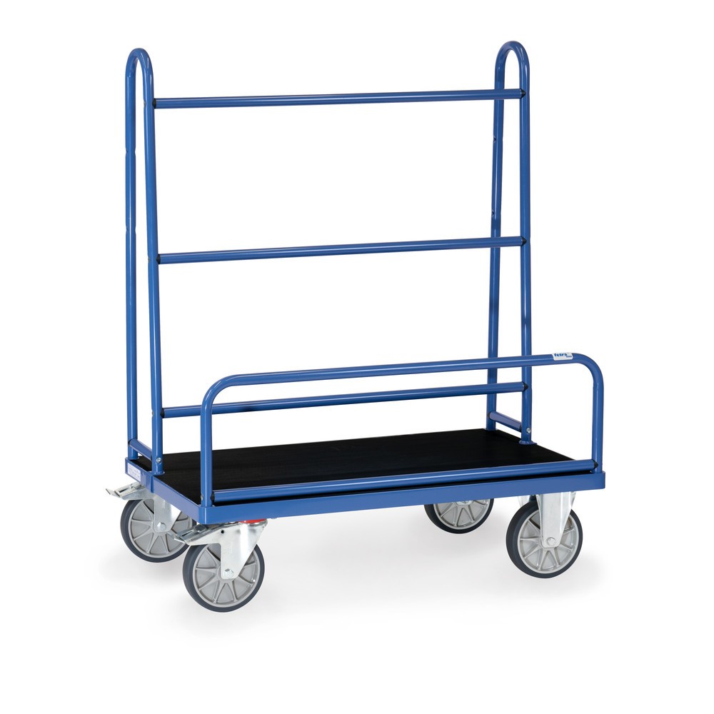 Produktabbildung: fetra® Plattenwagen, feste Rohrbügel, rutschhemmende Ladefläche BxT 1.070 x 335 mm, Tragkraft 600 kg
