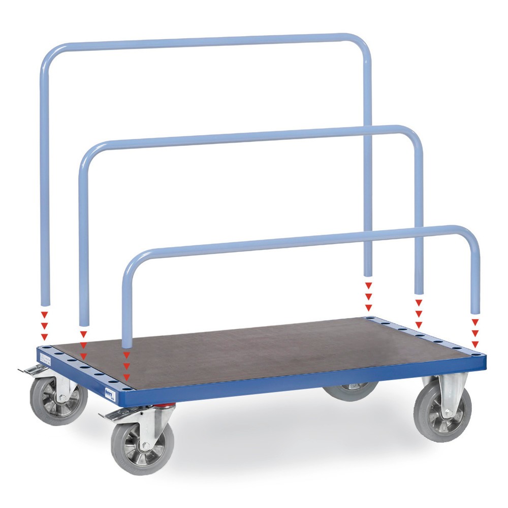 Produktabbildung: fetra® Plattenwagen, ohne Bügel, Ladefläche BxT 1.200 x 800 mm, Tragkraft 1.200 kg