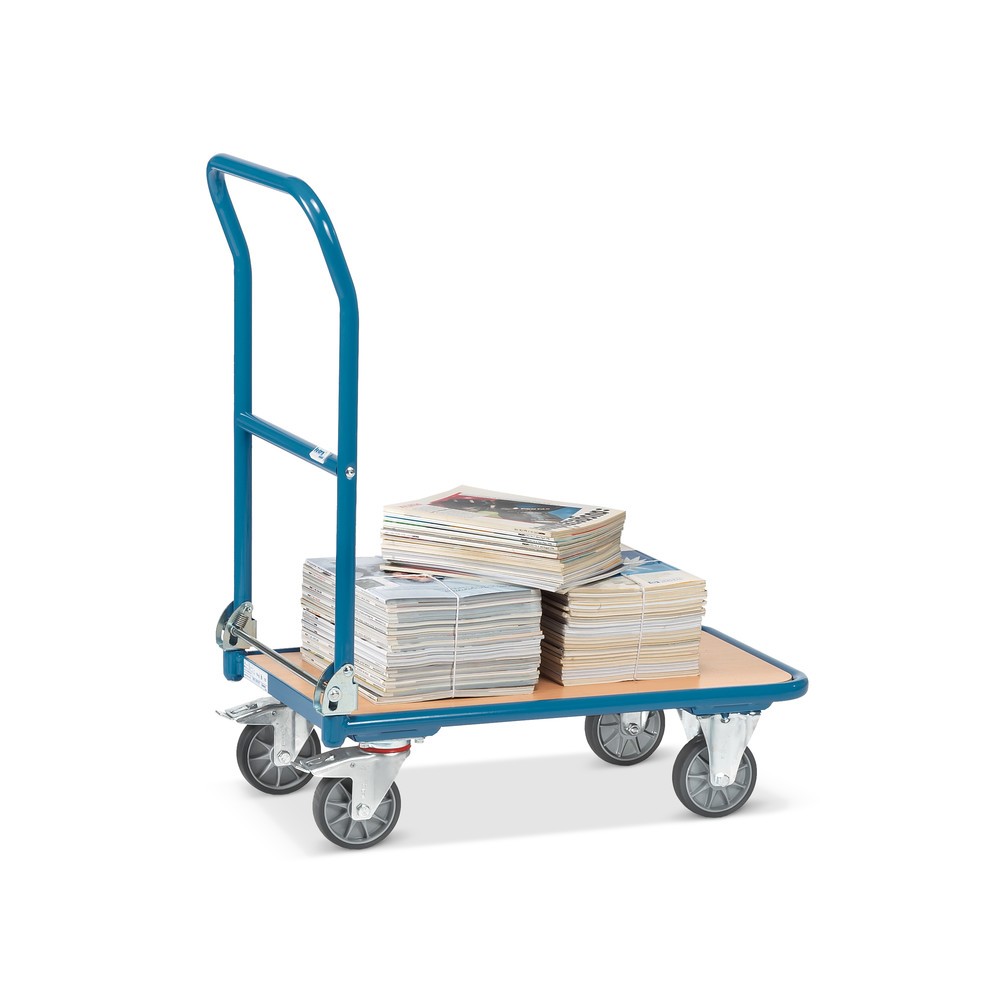 Produktabbildung Nr. 5: fetra® Plattformwagen mit Holzladefläche, Bügel klappbar, BxT 450 x 720 mm, TK 250 kg