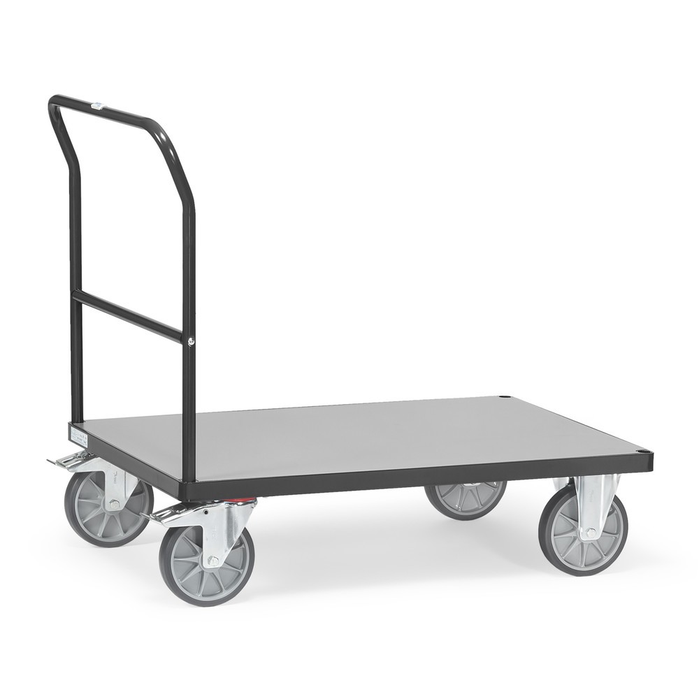Produktabbildung: fetra® Plattformwagen mit Schiebebügel, Ladefläche BxT 500 x 850 mm, anthrazitgrau