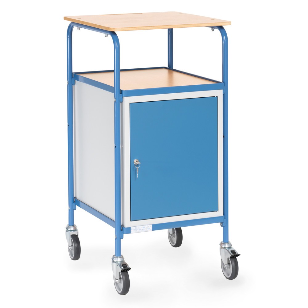 Produktabbildung: fetra® Rollpult, Tragkraft 100 kg, 1 Ablageboden, 1 Stahlschrank