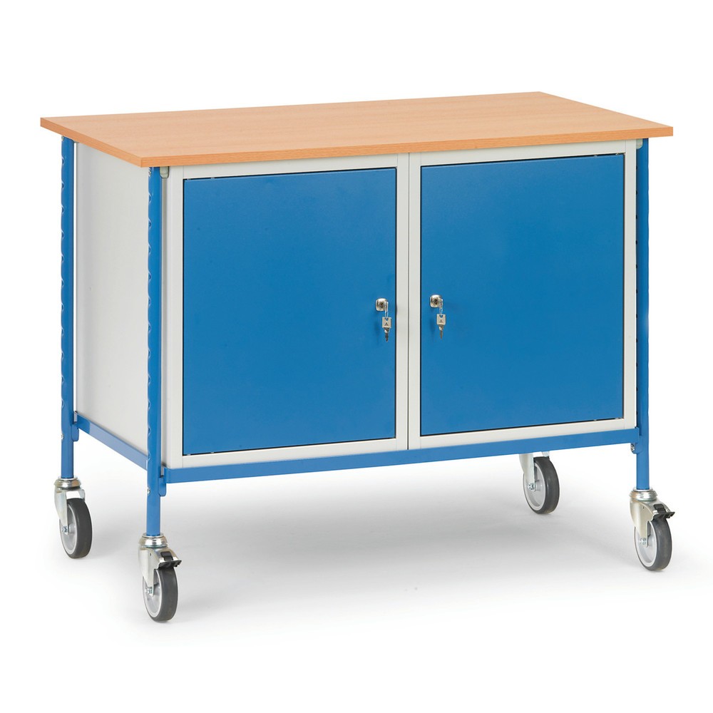 Produktabbildung: fetra® Rolltisch, Tagkraft 150 kg, 2 Stahlschränke