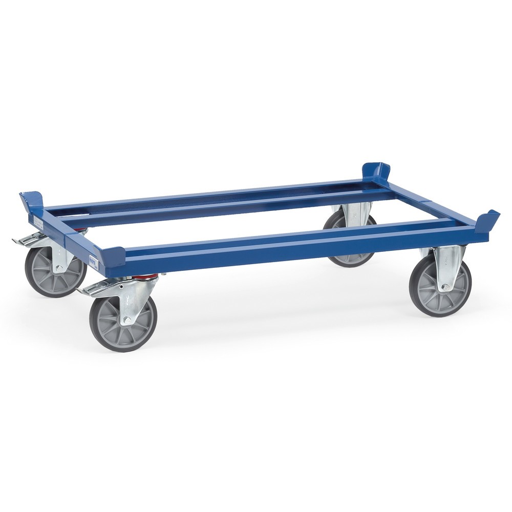 Illustration du produit: fetra® Rouleur avec butées d’angle, capacité de charge 750 kg, pour palettes 800 x 600 mm, pneumatiques en TPE