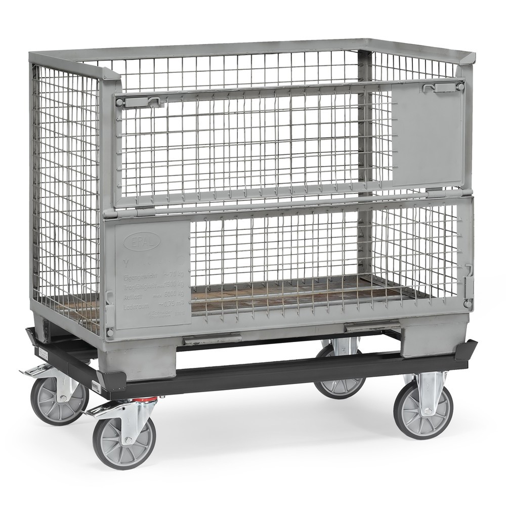 Produktabbildung Nr. 2: fetra® Rouleur avec butées d’angle, capacité de charge 750 kg, pour palettes 1 200 x 800 mm, pneumatiques en TPE, gris anthracite