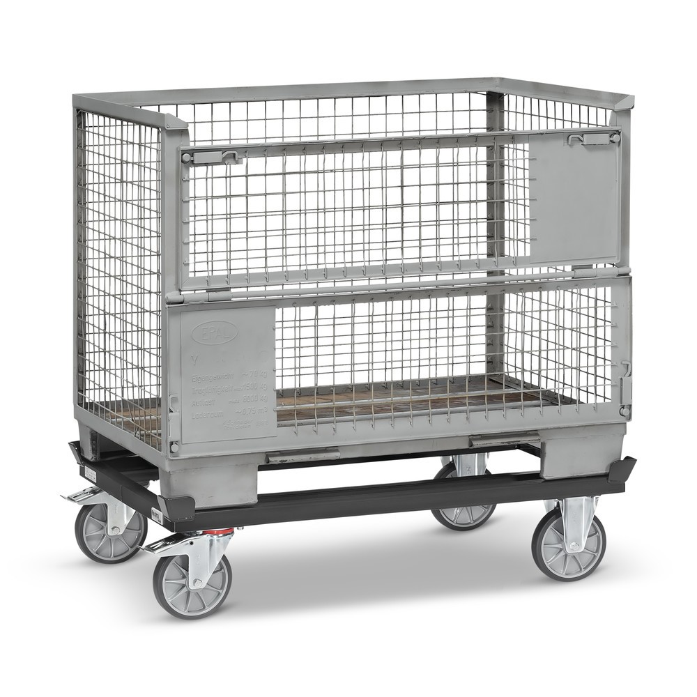 Produktabbildung Nr. 4: fetra® Rouleur avec butées d’angle, capacité de charge 750 kg, pour palettes 1 200 x 800 mm, pneumatiques en TPE, gris anthracite