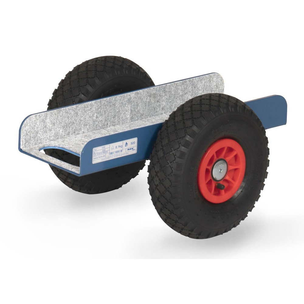 Illustration du produit: fetra® Rouleur de panneaux avec support, capacité de charge 500 kg, support 500 x 150 mm, pneumatiques à bandage plein