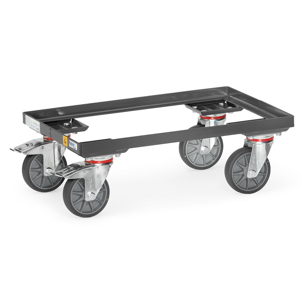 Illustration du produit: Rouleur pour bacs Euro ESD fetra®, capacité de charge 250 kg, surfaces de chargement à 405 x 605 mm, sans tablette
