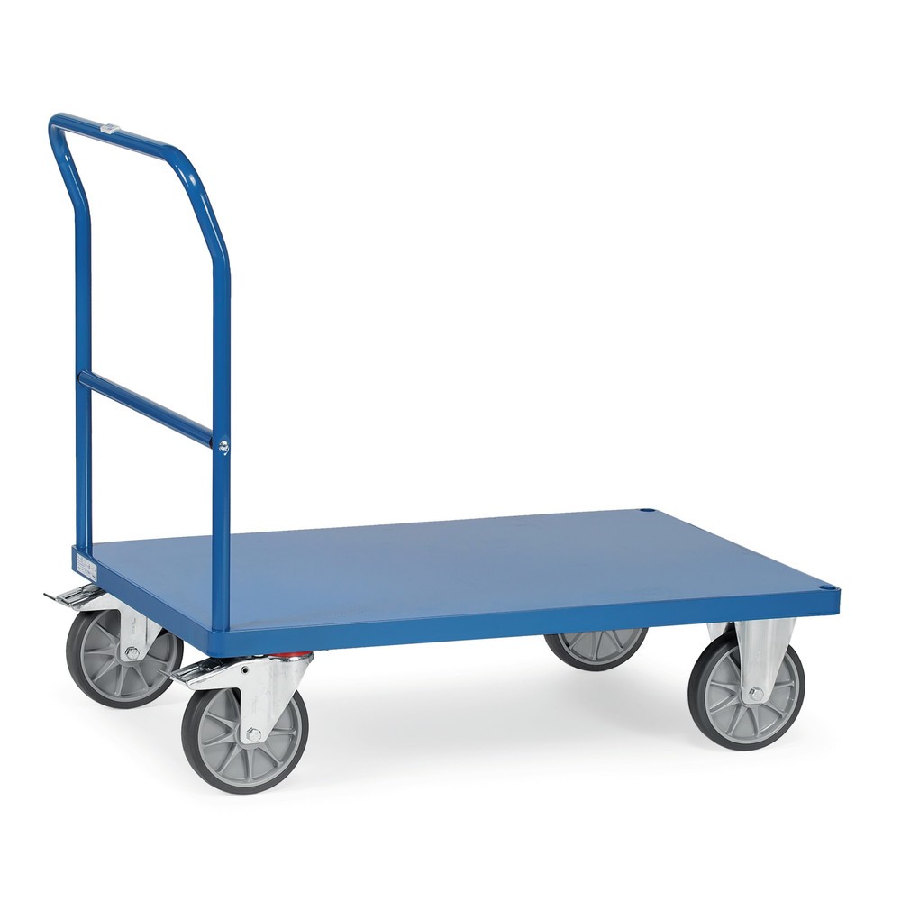 Produktabbildung: fetra® Schiebebügelwagen mit Blechplattform, HxBxL 990 x 609 x 1.125 mm, Tragkraft 600 kg
