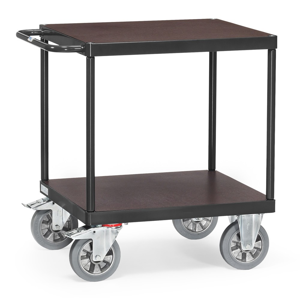Produktabbildung: fetra® Schwerlast-Tischwagen, TK 1.200 kg, 2 Etagen à 700 x 700 mm, anthrazitgrau