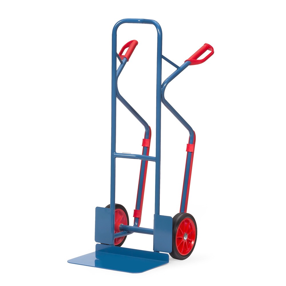 Produktabbildung Nr. 1: fetra® Stapelkarre, Tragkraft 300 kg, Schaufel BxT 480 x 300 mm, mit Gleitkufen, Vollgummi-Bereifung, brillantblau