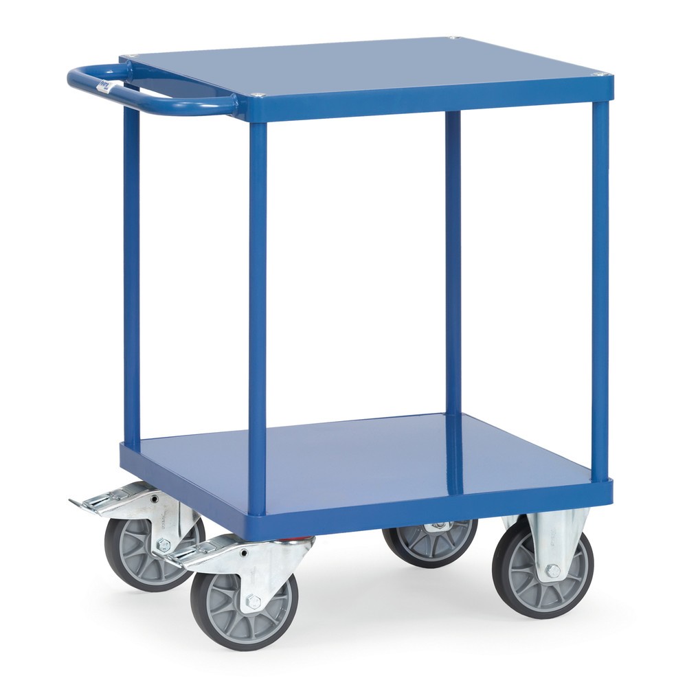 Produktabbildung: fetra® Tisch- und Montagewagen mit 2 Stahlblechböden à 600 x 600 mm