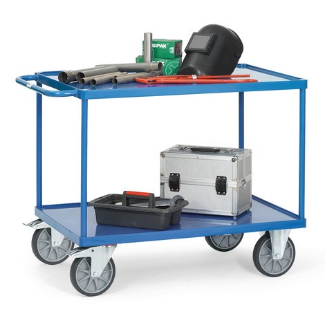 Produktabbildung Nr. 2: fetra® Tisch- und Montagewagen mit 2 Stahlblechwannen, Ladefläche 850 x 500 mm