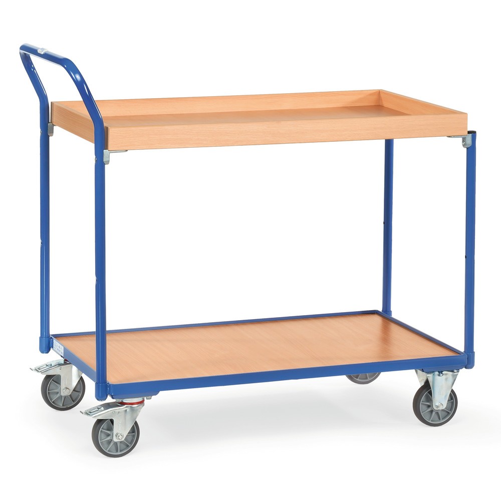 Produktabbildung: fetra® Tischwagen, 1 Holzboden + 1 Holzkasten à 1.000 x 600 mm, Höhe 1.030 mm