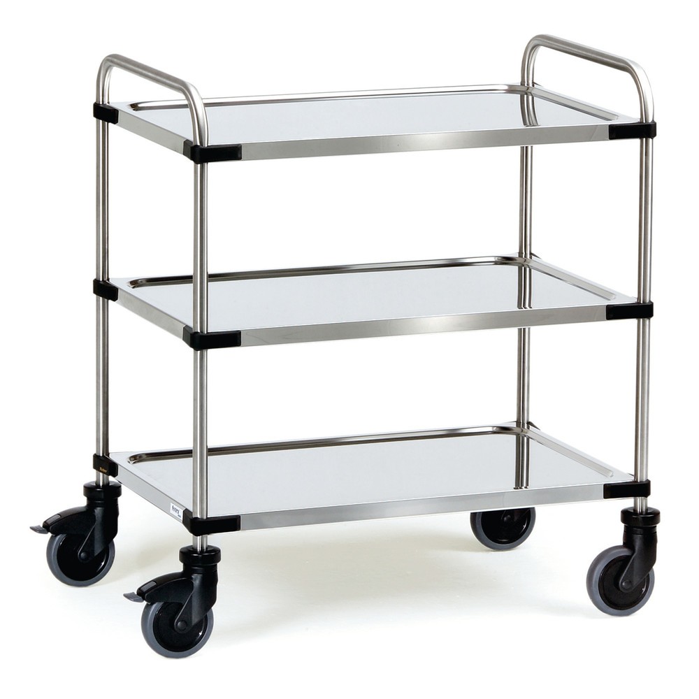 Produktabbildung: fetra® Tischwagen Edelstahl, HxBxT 950 x 670 x 1.070 mm, TK 150 kg