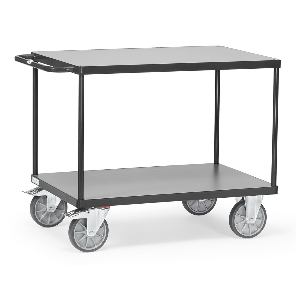 Produktabbildung: fetra® Schwerer Tisch- und Montagewagen, 2 Etagen à 600 x 1.000 mm, anthrazitgrau