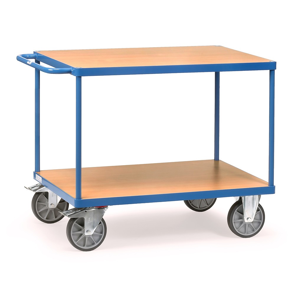 Produktabbildung: fetra® Schwerer Tisch- und Montagewagen, 2 Etagen à 600 x 1.000 mm
