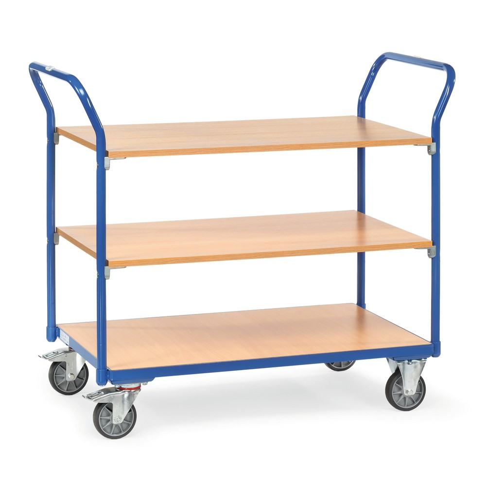 Produktabbildung: fetra® Tischwagen, Tragkraft 200 kg, 3 Etagen à 850 x 500 mm