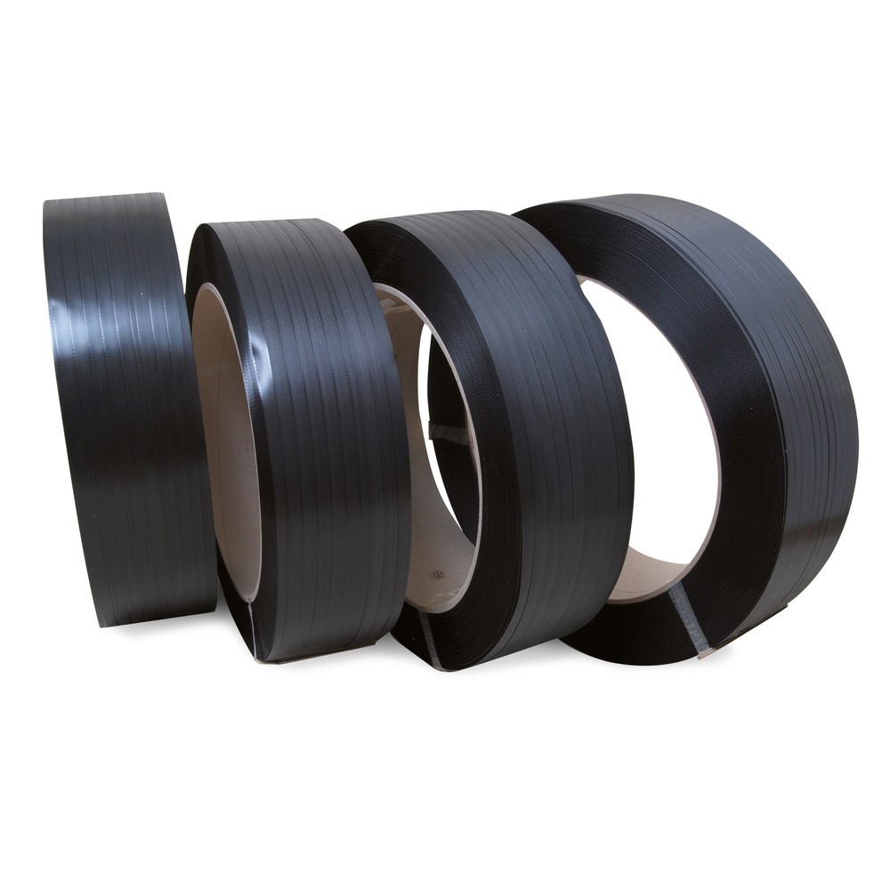 Illustration du produit: Feuillard de cerclage en PP, gaufré, 16 mm x 1 300 ml, Ø noyau 406 mm, épaisseur 0,80 mm, noir