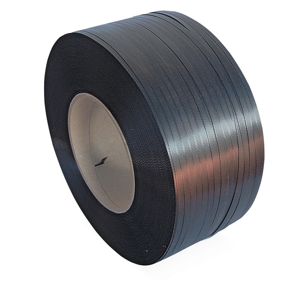 Illustration du produit: Feuillard de cerclage en PP, gaufré/structuré, 12 mm x 3 000 ml, Ø noyau 200 mm, épaisseur 0,65 mm, noir