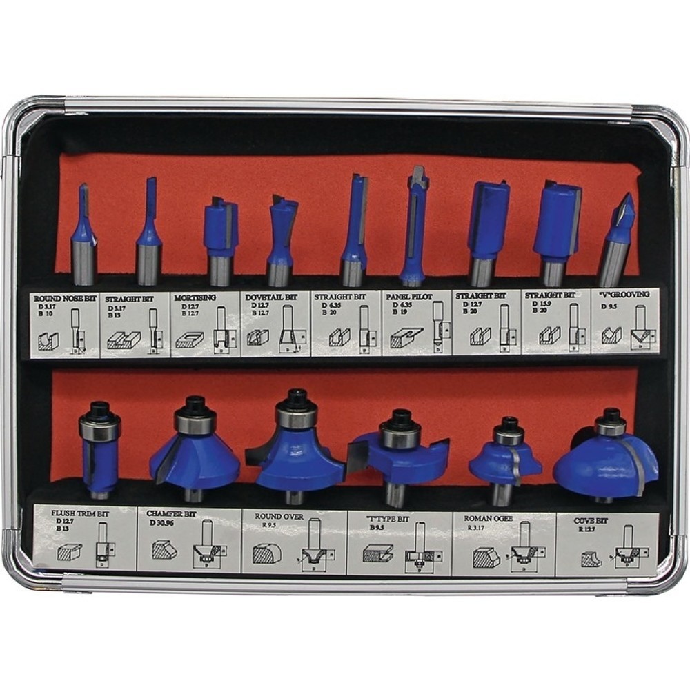 Produktabbildung: FISCH-TOOLS HM-Oberfräserkassette 973CT15A 15-tlg.Schaft-D.8mm HM