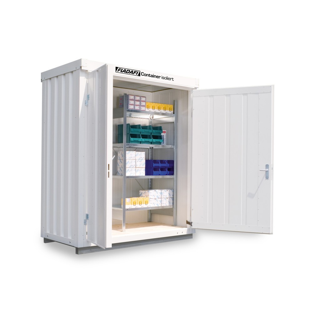 Produktabbildung: FLADAFI® Materialcontainer, isoliert, 2 m², mit isoliertem Boden, HxBxT 2.500 x 2 100 x 1.140 mm, Doppelflügeltür (asymmetrische Teilung), mittig in Breitseite
