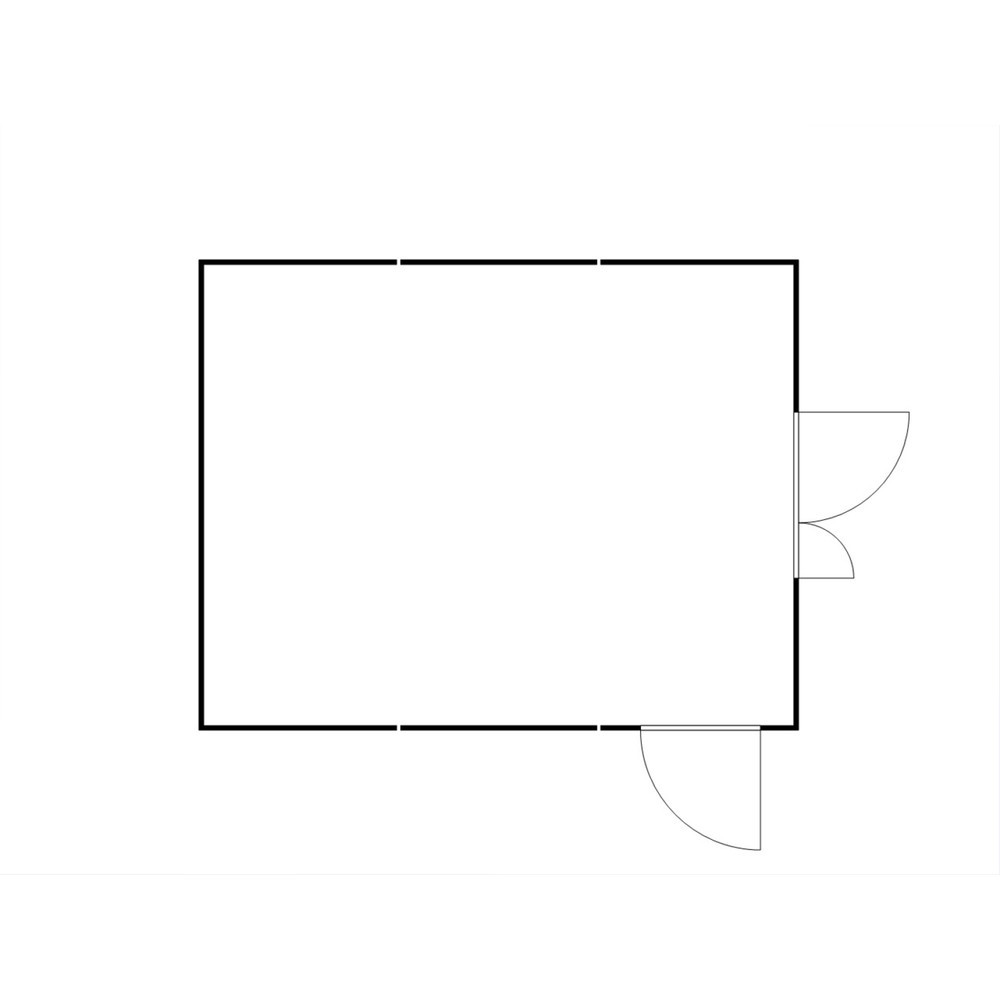 Produktabbildung Nr. 2: FLADAFI® Materialcontainer-Kombination, isoliert, 30 m², mit Holzfussboden, HxBxT 2.405 x 5.080 x 6.520 mm, Doppelflügeltür (asymmetrische Teilung), mittig in Stirnseite, Zusatztür