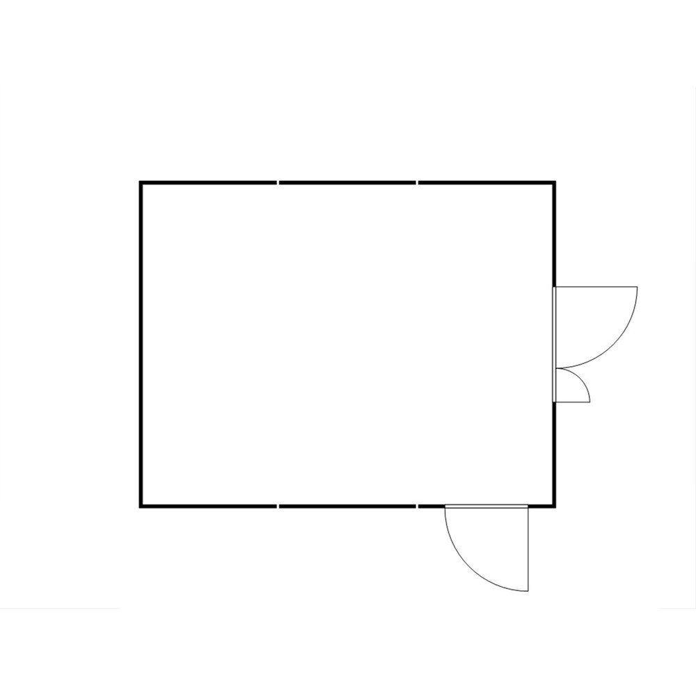 Produktabbildung Nr. 2: FLADAFI® Materialcontainer-Kombination, zerlegt, 32 m², mit Holzfussboden, HxBxT 2.150 x 5.080 x 6.520 mm, Doppelflügeltür (asymmetrische Teilung), mittig in Stirnseite, Zusatztür