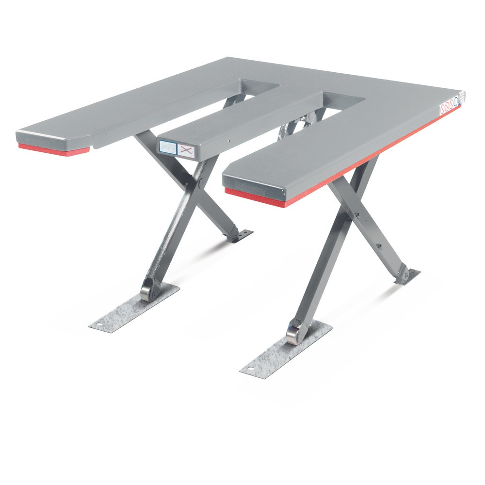 Produktabbildung: FLEXLIFT Flach-Scheren-Hubtisch, E-förmig, TK 600 kg, Plattform à 1.300 x 1.150 mm, 230 V