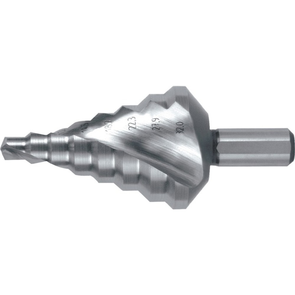 N° de l'image du produit 2 : Stufenbohrer Bohrber.6-32mm HSS Spiralnut Stufen 8 RUKO