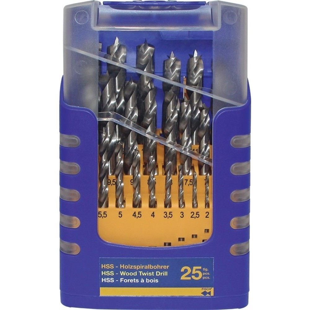 Illustration du produit: Jeu de forets bois 013G 25 pièces D. 1-13 mm par incréments de 0,5 mm HSS FISCH-
