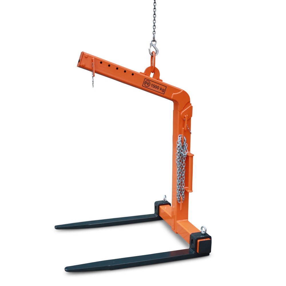 Illustration du produit: Fourche pour grue avec compensation de poids automatique, dents en métal plein, capacité de charge 600 kg