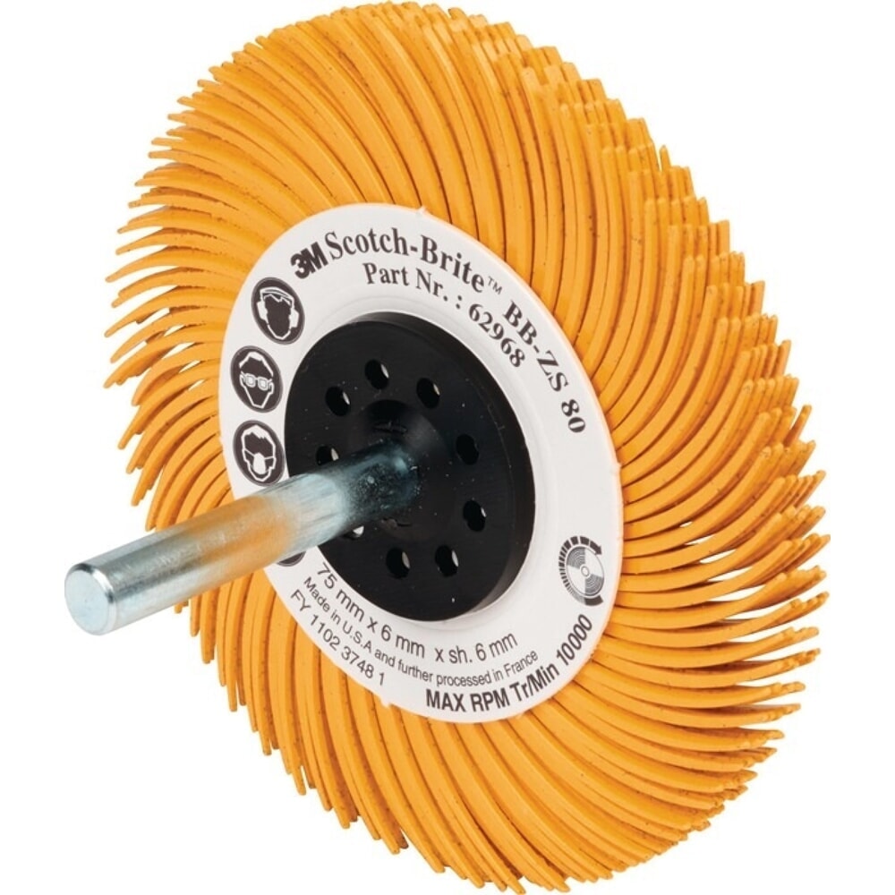 Illustration du produit: 3M™ Radialbürstenscheibe BB-ZS Typ C, gelb, Ø 76,2 mm Körnung 80, 15000 min-¹