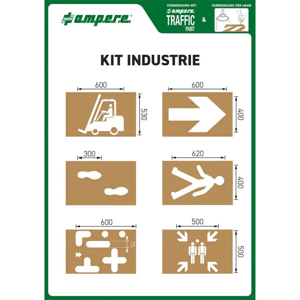 Illustration du produit: A.M.P.E.R.E. Jeu de pochoirs pour l’industrie