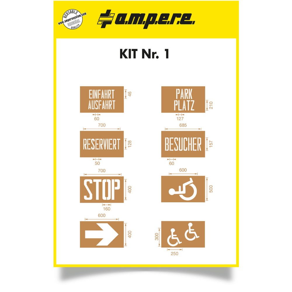 Illustration du produit: A.M.P.E.R.E. Kit de gabarits 1 à 8 gabarits