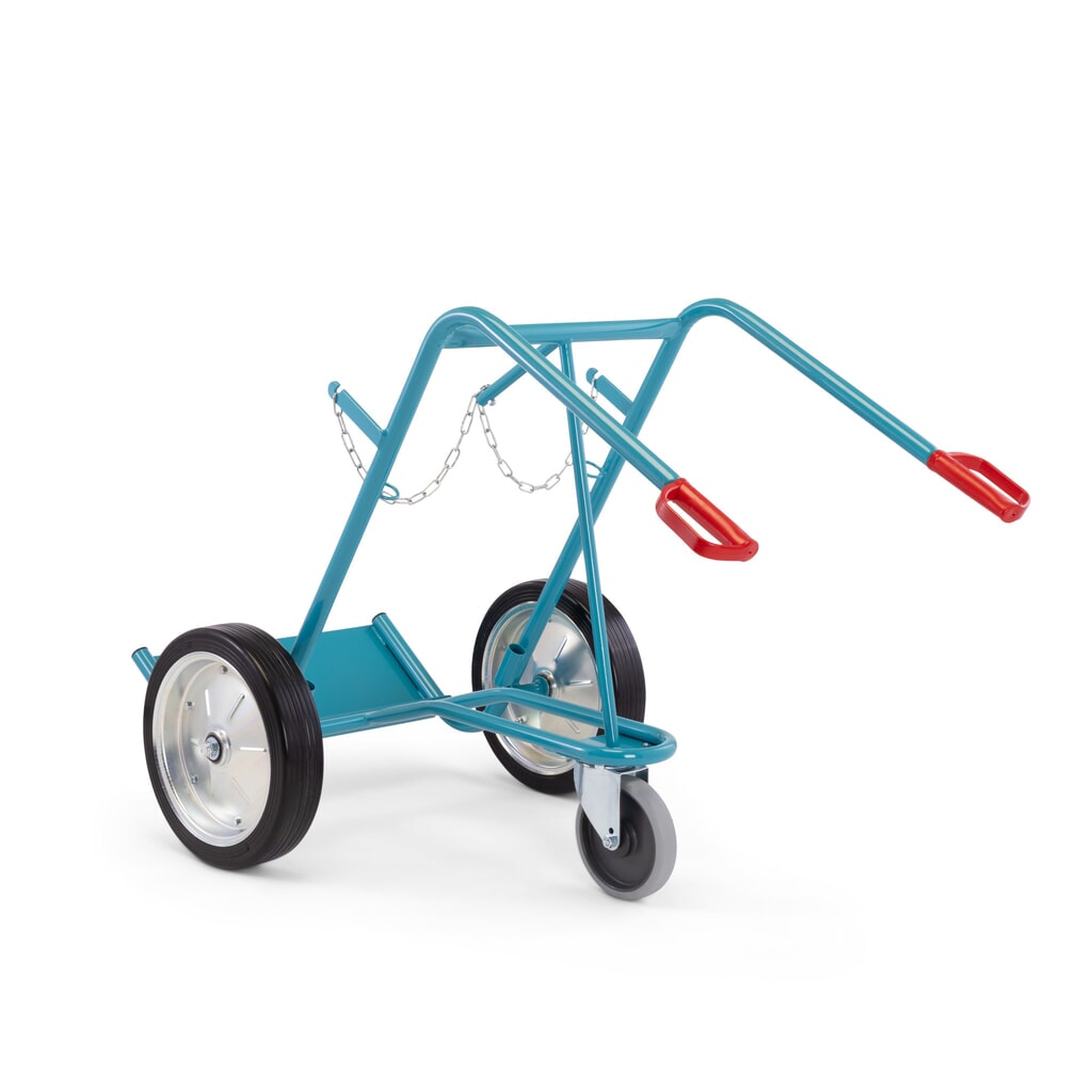 Diable pour bouteilles en acier Ameise®, pour 2 bouteilles de 40-50 litres, roue stabilisatrice, bandage plein N° de l'image du produit 5 : Diable pour bouteilles en acier Ameise®, pour 2 bouteilles de 40-50 litres, roue stabilisatrice, bandage plein