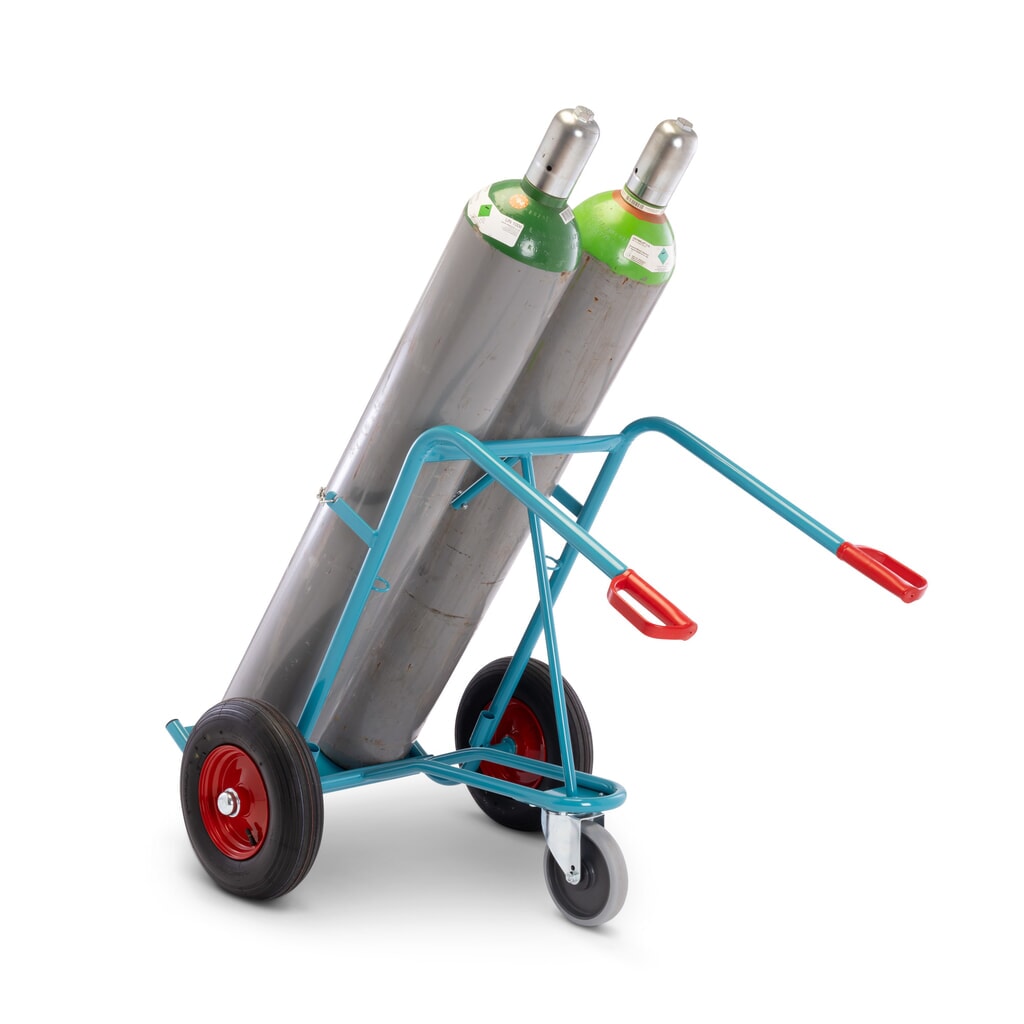 N° de l'image du produit 1 : Ameise® Diable pour bouteilles en acier, pour 2 bouteilles de 40-50 litres, roue stabilisatrice, pneumatiques gonflables