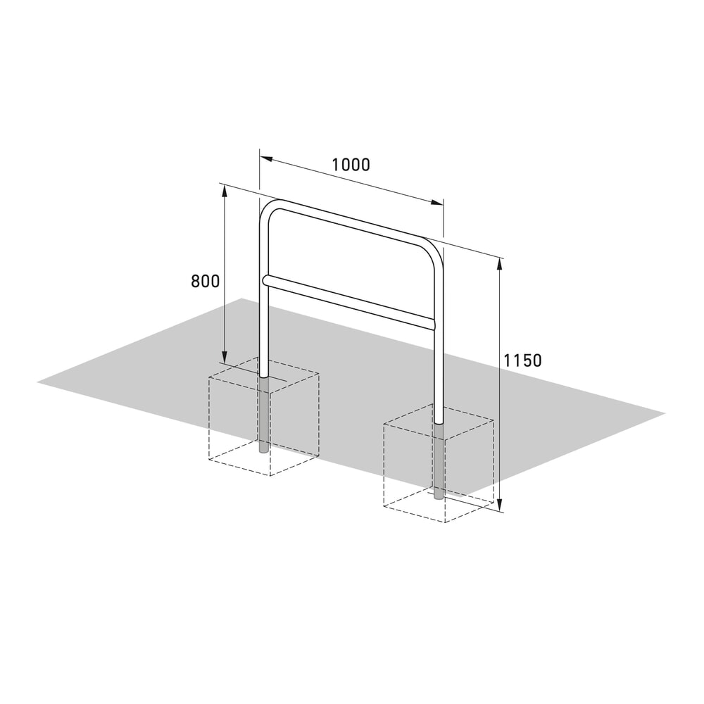 N° de l'image du produit 4 : Arceau range vélo avec tube coudé, à bétonner, longueur 1 000 mm